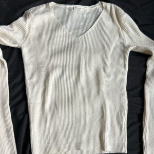 Brandy Melville Ivory V-Neck Sweater